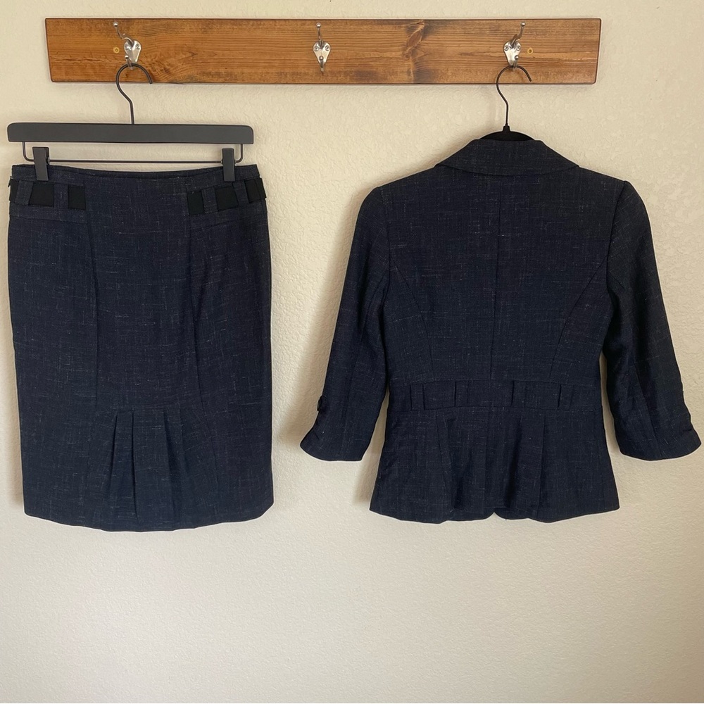 Classiques Entier Navy Virgin Wool Linen Blend Suit Set 2 Career Work Office - Picture 8 of 16